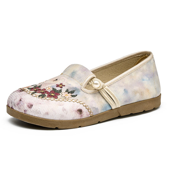 Damen Hausschläppchen mit floraler Stickerei und elegantem Riemen EB