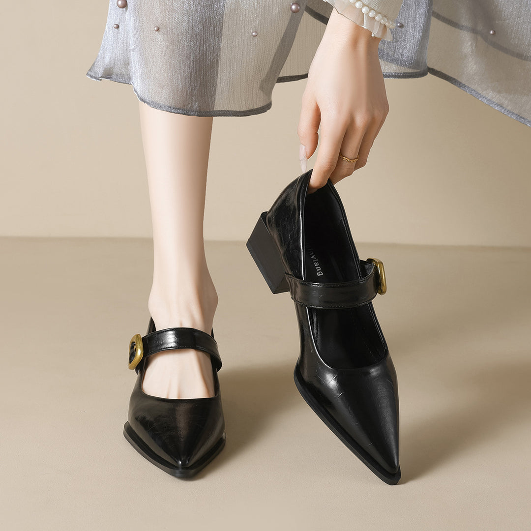 Damen elegante Mary-Jane Schuhe mit modischem Schnallenverschluss EB