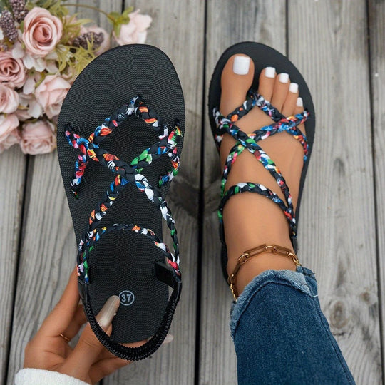 Damen Mode Sandalen mit geflochtenem Riemen EB