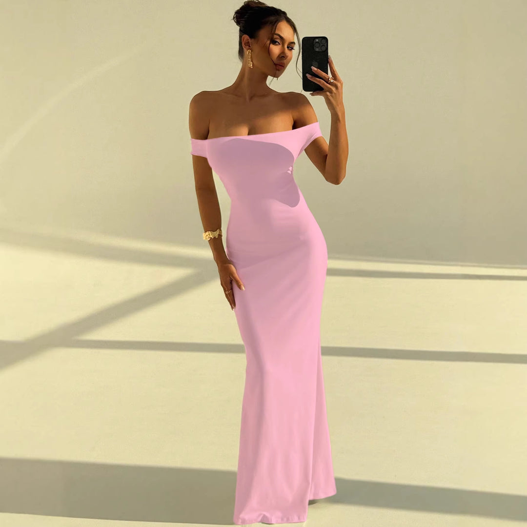 Damen Elegantes Off-Shoulder Maxikleid mit figurbetontem Schnitt EB