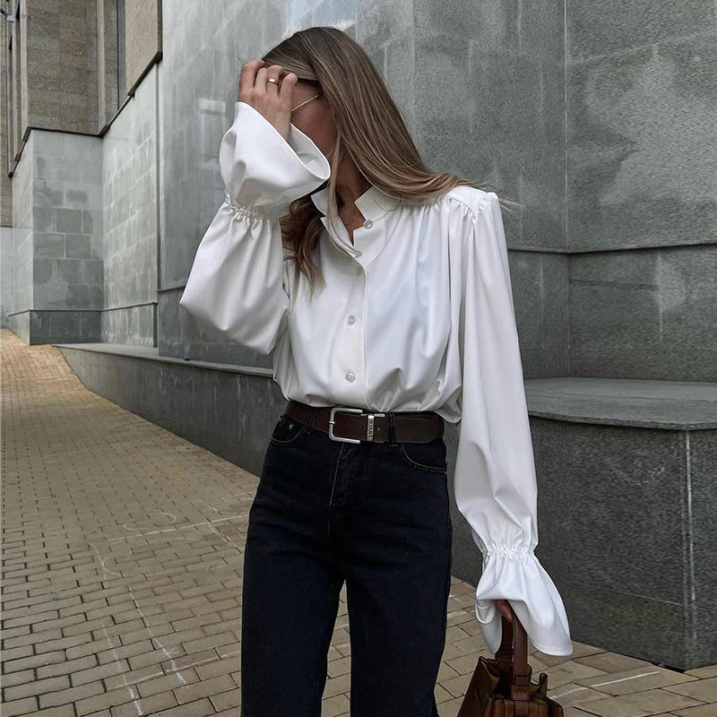 Damen Elegante Bluse mit voluminösen Ärmeln EB