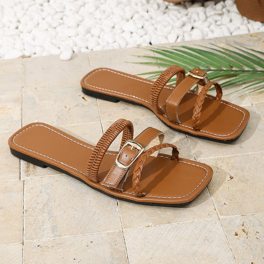 Damen Komfortable Riemensandalen mit geflochtenem Design EB