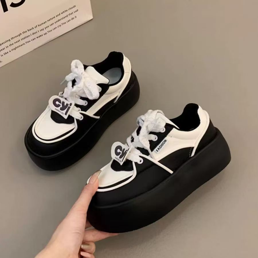 Damen modische Plateau Sneakers mit eleganten Ziernähten und dämpfender Sohle EB