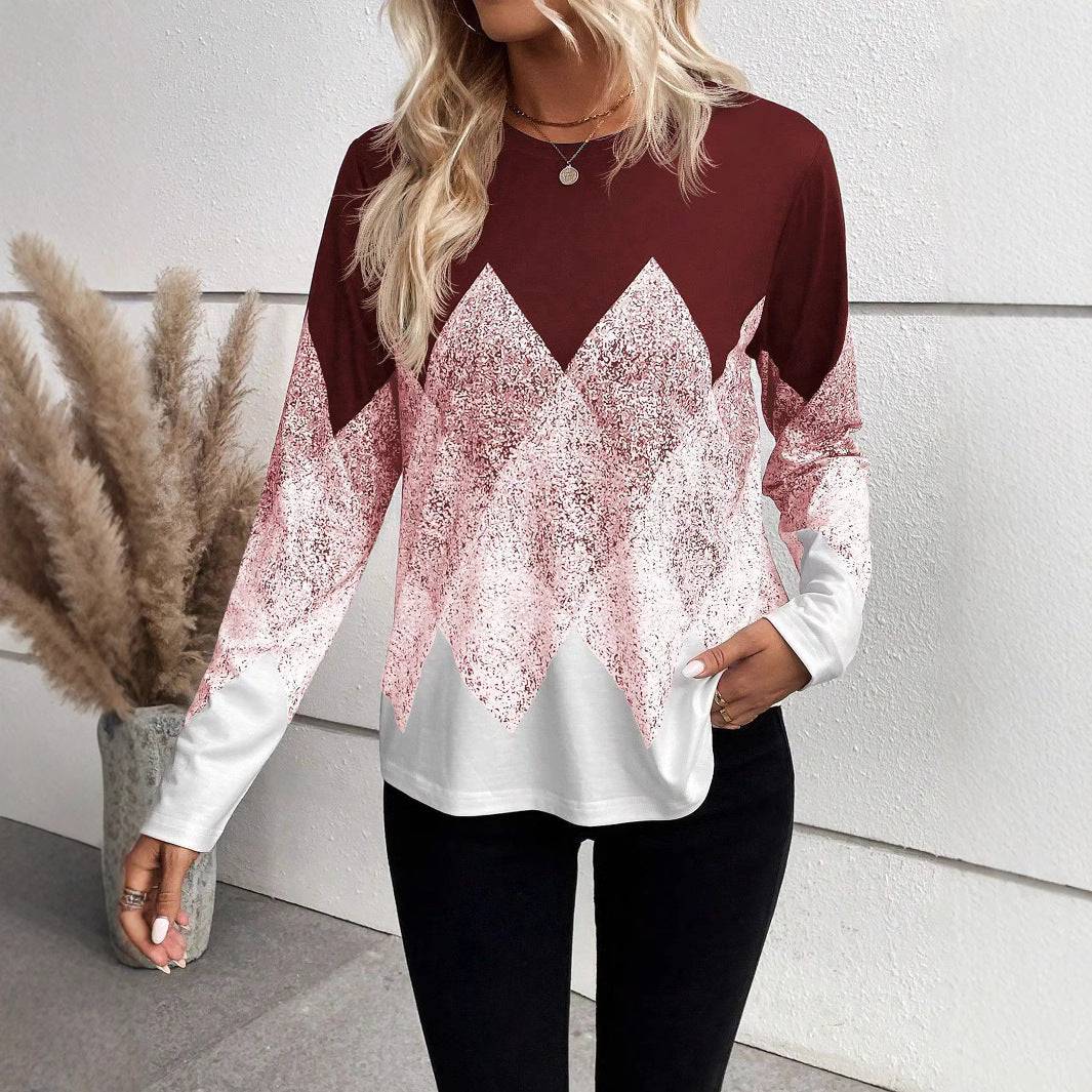 Damen Langarmshirt mit modernem geometrischem Muster EB