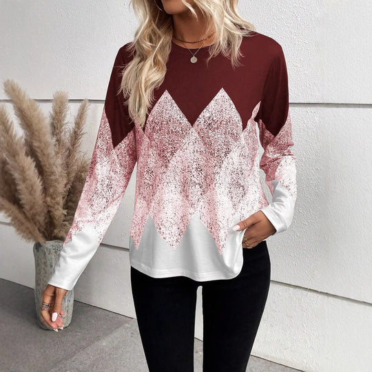 Damen Langarmshirt mit modernem geometrischem Muster EB