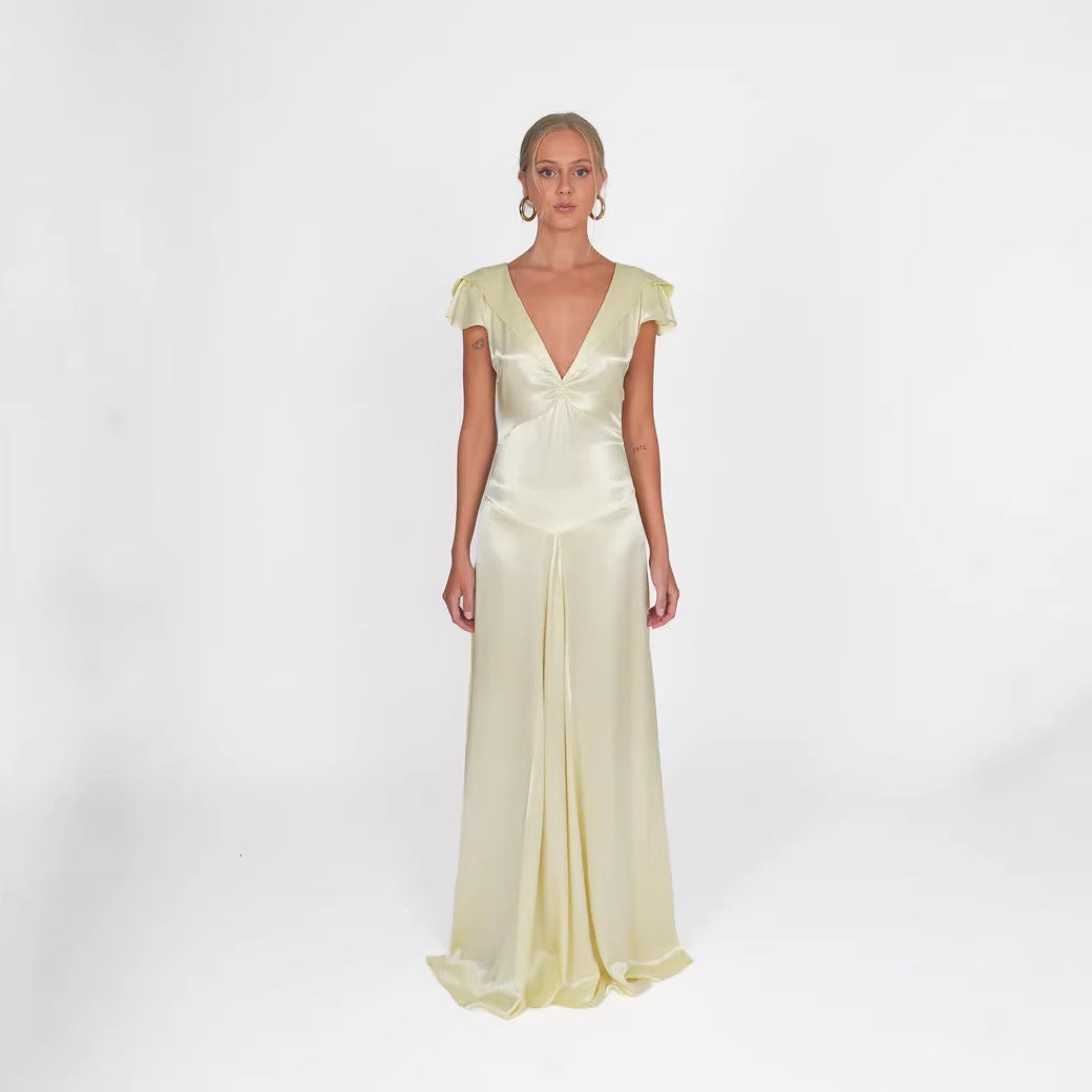 Damen Elegante und fließende Satin-Jumpsuit EB