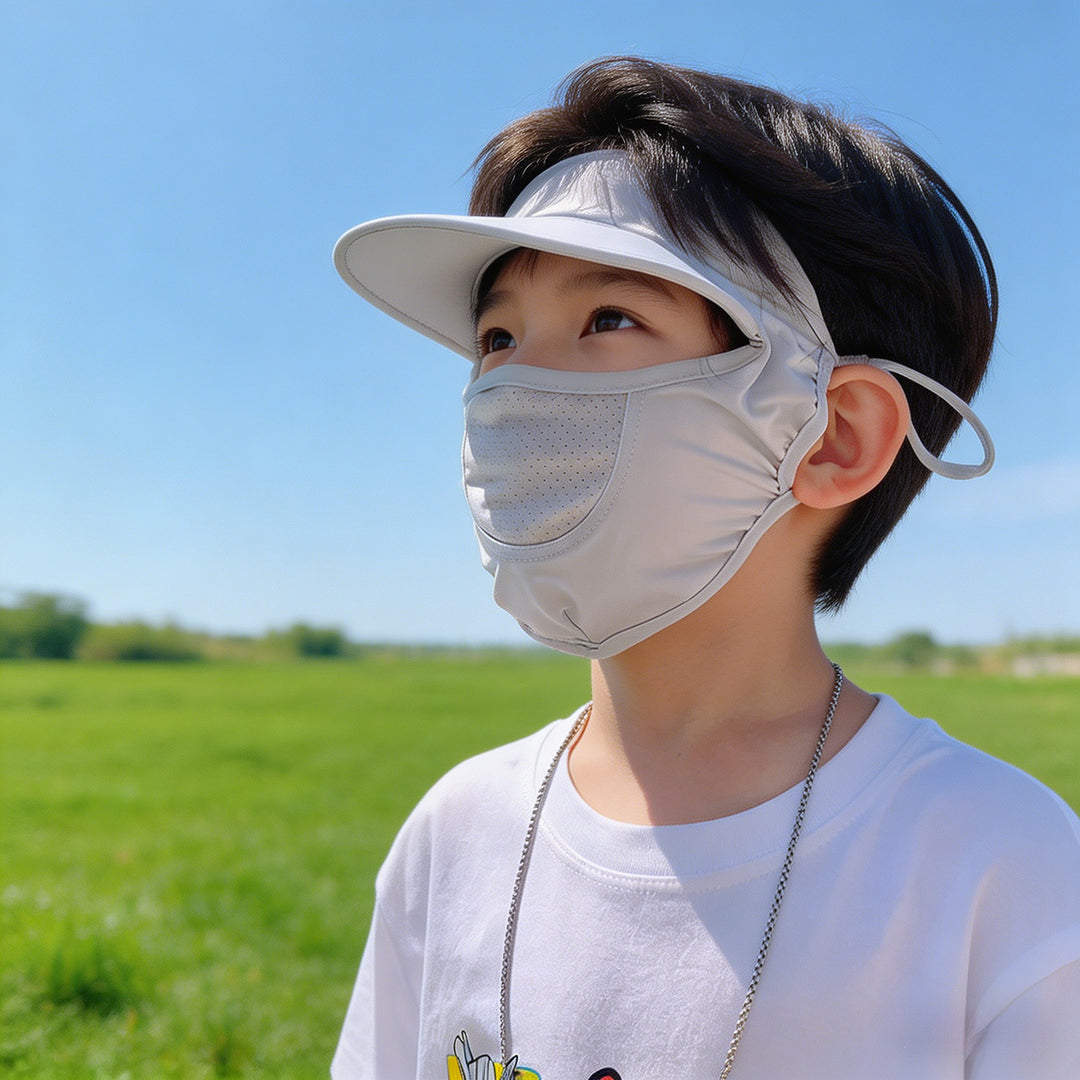 Damen nan Sonnenschutz-Visier mit integrierter atmungsaktiver Gesichtsmaske und verstellbarem Nackenzug EB