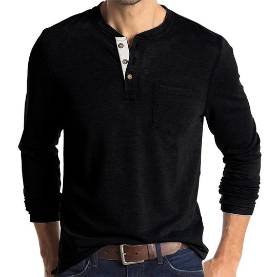 Herren Langarm-Hemd mit Knopfleiste und Brusttasche EB