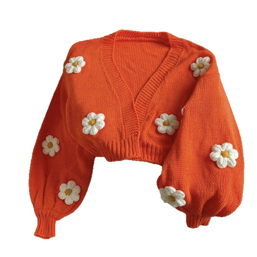 Damen Strickjacke mit floralen Applikationen und lockerer Passform EB