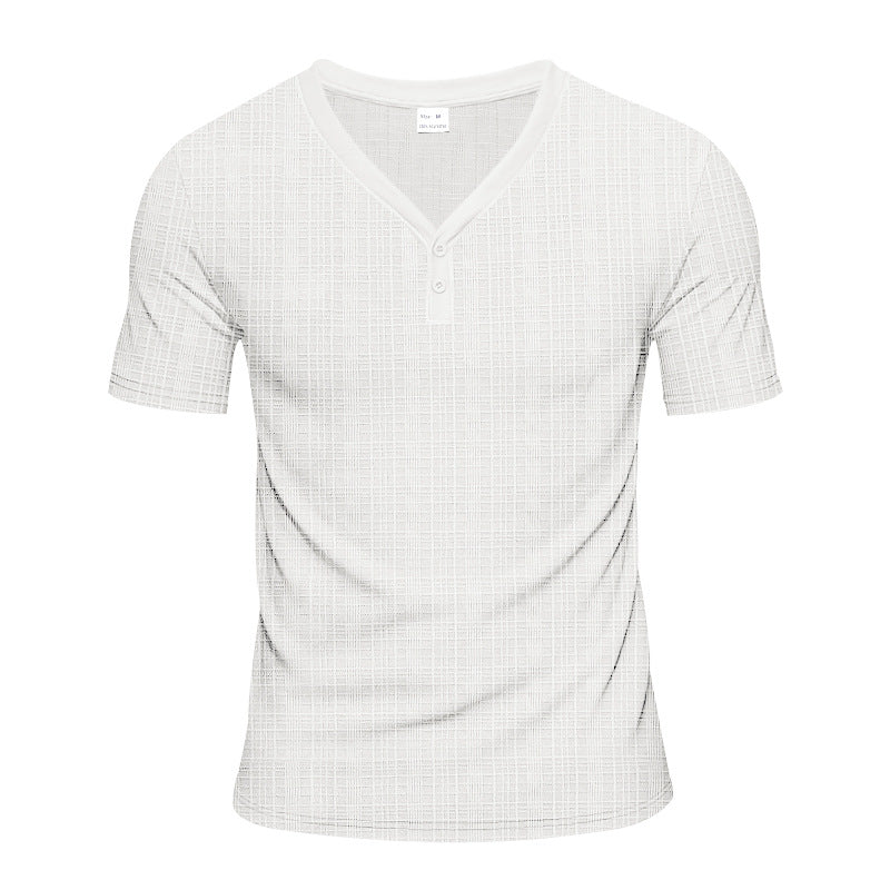 Herren Kurzarm Henley-Shirt mit strukturiertem Design und praktischen Knopfdetails EB
