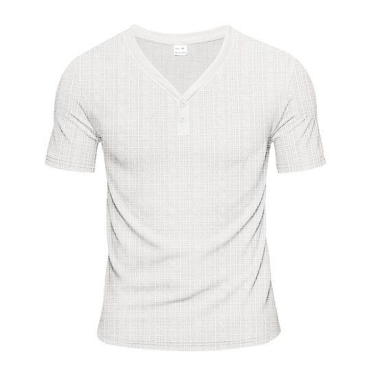 Herren Kurzarm Henley-Shirt mit strukturiertem Design und praktischen Knopfdetails EB