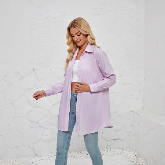 Damen Hemdbluse mit elegantem Oversized-Schnitt und klassischen Knopfdetails EB