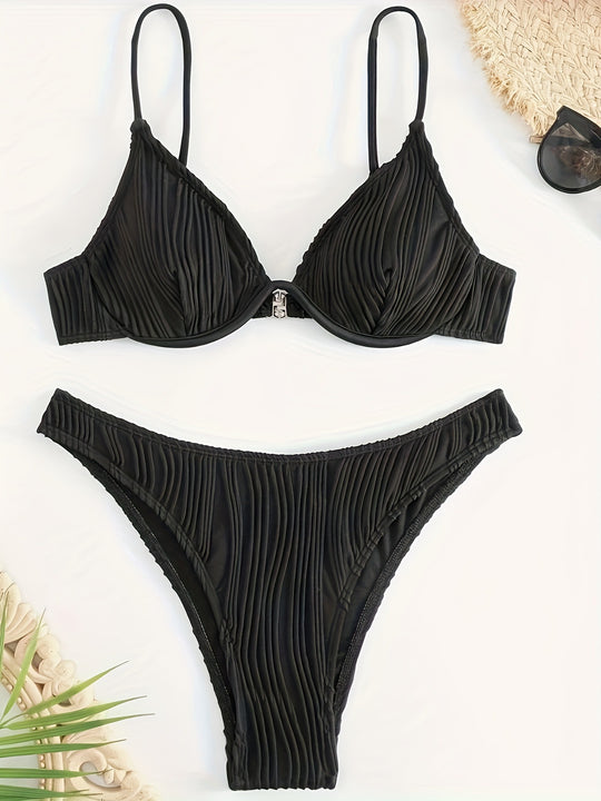 Damen Bikiniset mit elegantem Faltenmuster EB