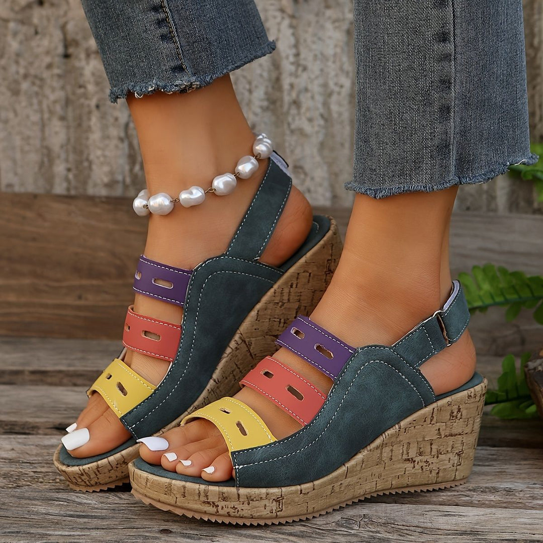 Damen Wedge-Sandalen mit modischem Riemendesign und komfortabler Korksohle EB