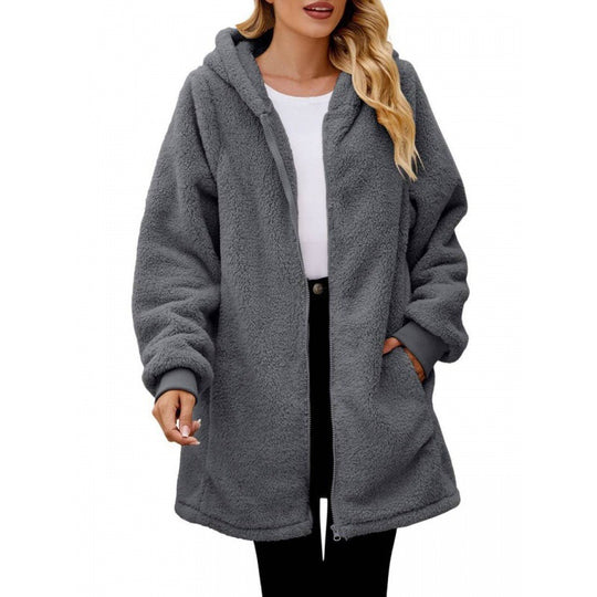 Damen Kuschelige Fleecejacke mit Kapuze EB