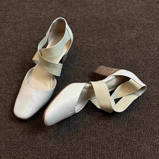 Damen Elegante Slingback-Pantoletten mit modischem Kreuzband EB