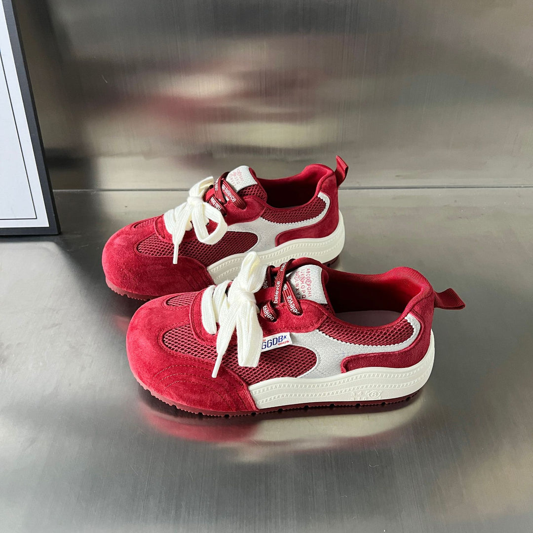 Damen Sportliche Sneakers mit atmungsaktiver Mesh-Oberfläche und eleganter Wildleder-Applikation EB