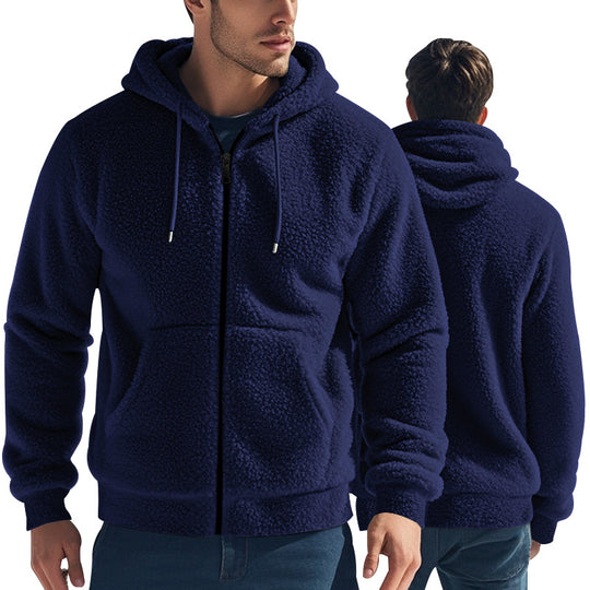 Herren weicher Fleece-Hoodie mit praktischen Taschen und Reißverschluss EB