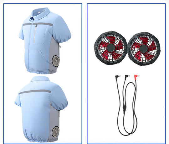Unisex nan leichte kurzarm Kühljacke mit integrierten Lüftern und Akku R&B