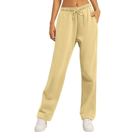 Damen nan hochwertige Relax-Hose mit hoher Taille, geradem Bein und integrierten Eingrifftaschen EB