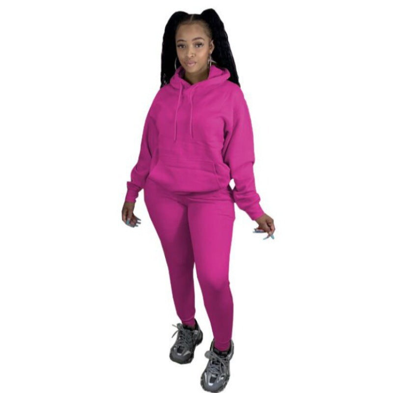 Damen Zweiteiliges Freizeitset mit Oversize Kapuzenpullover und Leggings mit hohem Bund, schmaler Passform EB