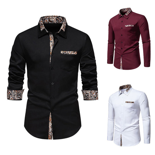 Herren Langarmhemd mit eleganten Paisley-Mustern EB