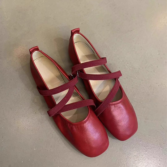 Damen Ballerinas mit modischem Riemen und komfortablem Fußbett EB