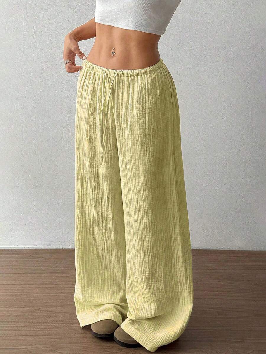 Damen Weite Sommerhose mit elastischem Bund und lockerem Schnitt EB