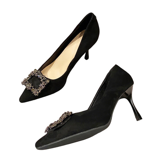 Damen stilvolle Pumps mit funkelndem Broschendetail EB