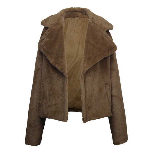 Damen Kuschelige Fleecejacke mit Reverskragen und Seitennaht EB