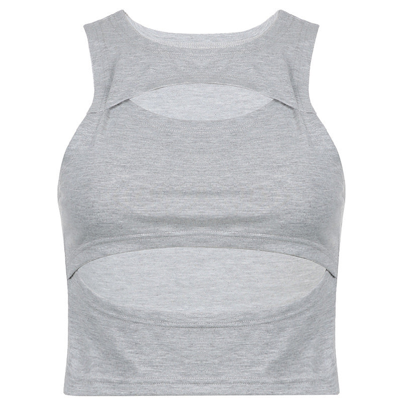 Damen sportliches Crop-Top mit Cut-Out-Design und atmungsaktivem Stoff EB