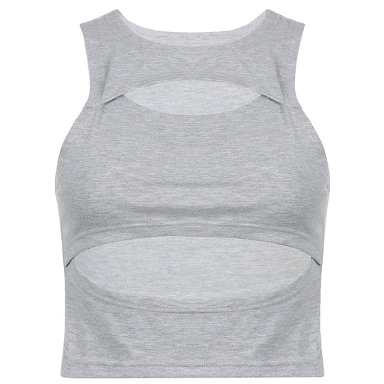 Damen sportliches Crop-Top mit Cut-Out-Design und atmungsaktivem Stoff EB
