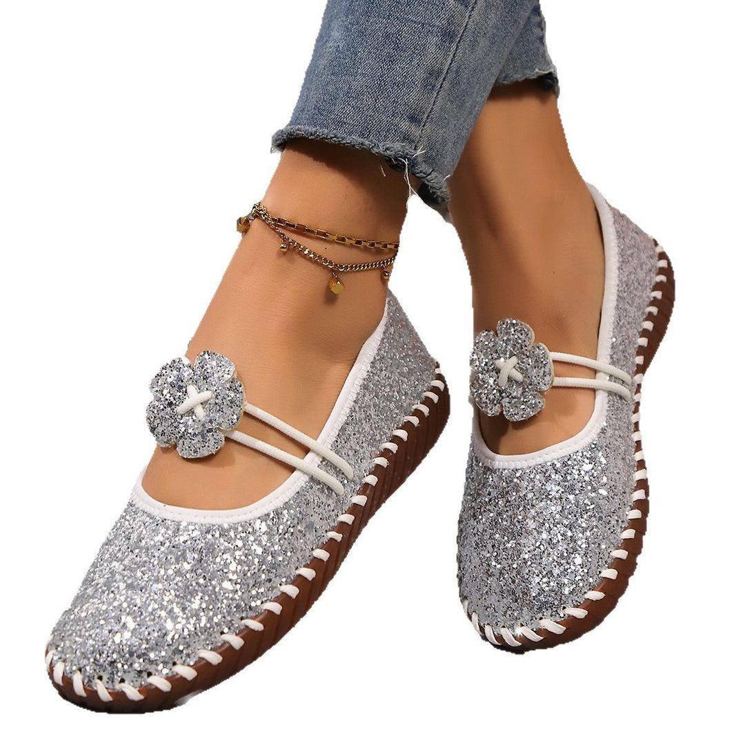 Damen Glitzernde Ballerinas mit floralen Akzenten EB