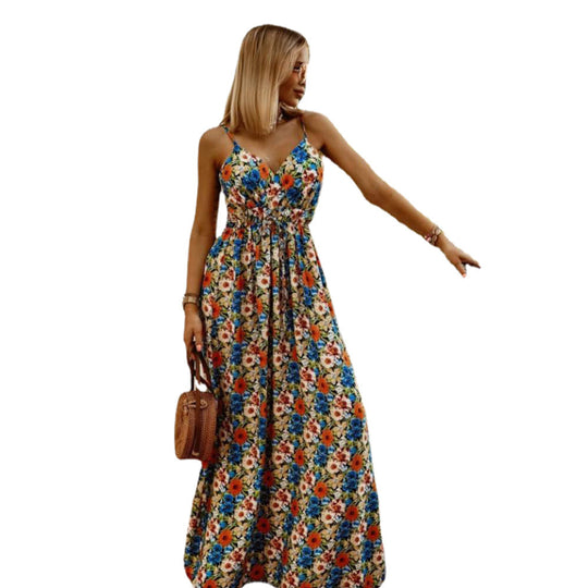 Damen Maxikleid mit floralen Mustern und raffiniertem Schnitt EB