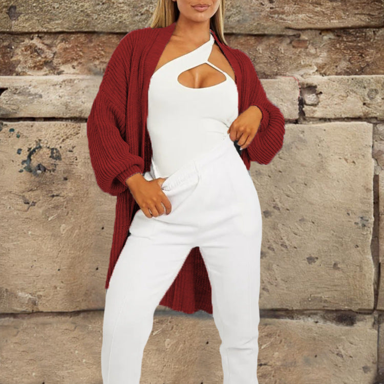 Damen Grobstrick-Cardigan mit weitem Schnitt und praktischen Taschen EB