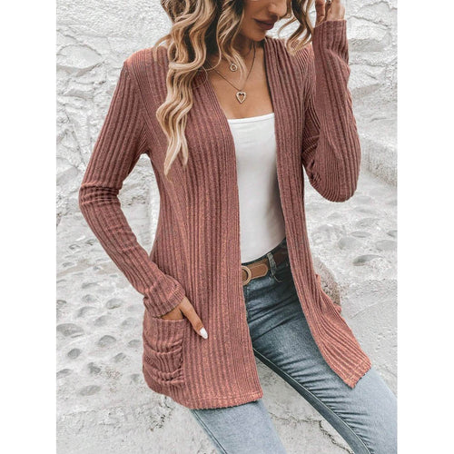 Damen Strickjacke mit wärmendem Rippenmuster und praktischen Taschen EB