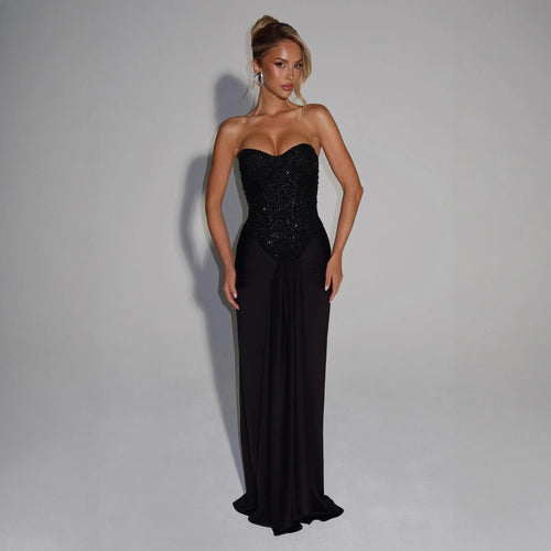 Damen Strapless Glamour- Abendkleid mit drapierter Taille EB