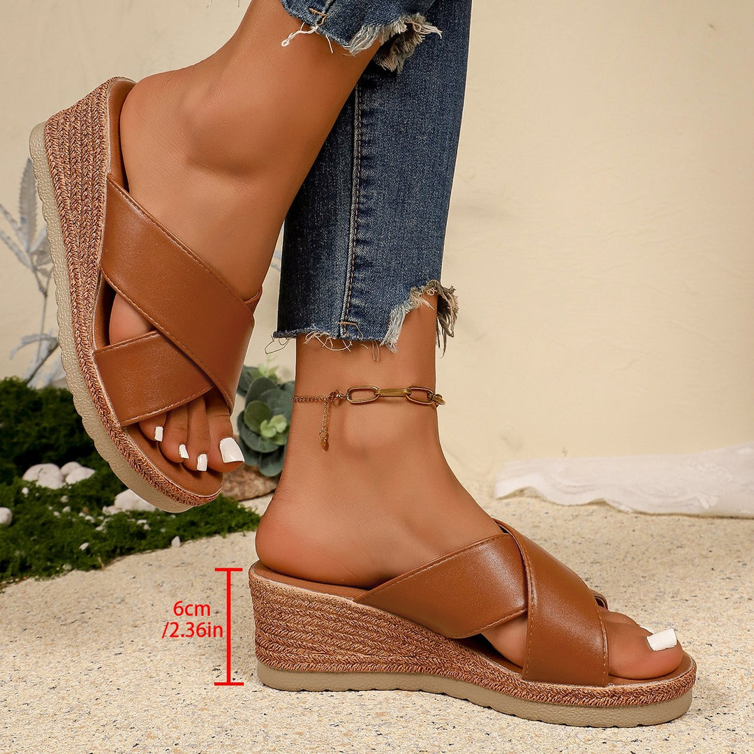 Damen Wedge-Pantoletten mit geschwungenem Riemendesign und rutschfester Sohle EB