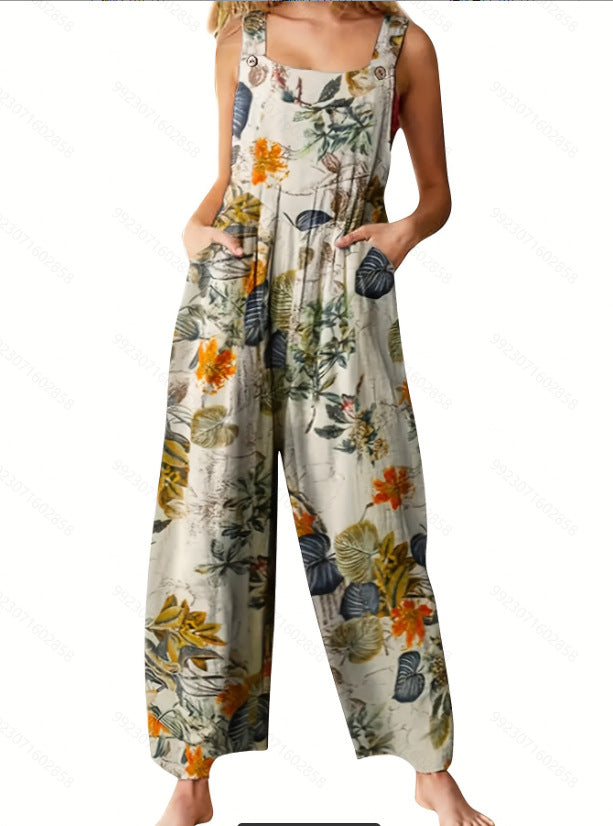 Damen weite Jumpsuit aus leichtem Stoff EB