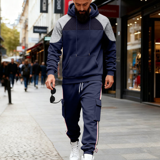Herren nan zweiteiliges Utility-Freizeitset mit Kapuzenpullover und Cargo-Jogginghose EB