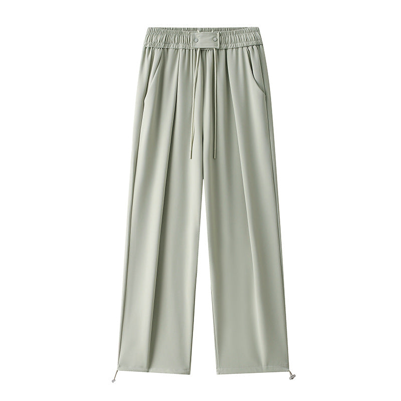 Damen Weitgeschnittene Freizeithose mit elastischem Bund und verstellbarem Kordelzug EB