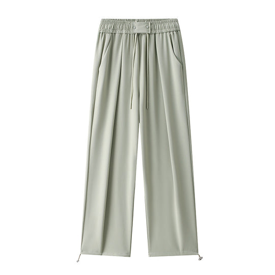 Damen Weitgeschnittene Freizeithose mit elastischem Bund und verstellbarem Kordelzug EB