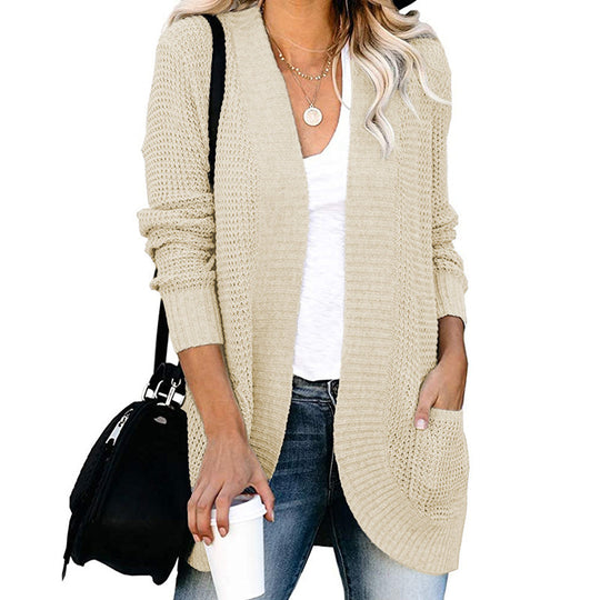Damen Strickjacke mit luftiger Maschenstruktur und praktischen Taschen EB
