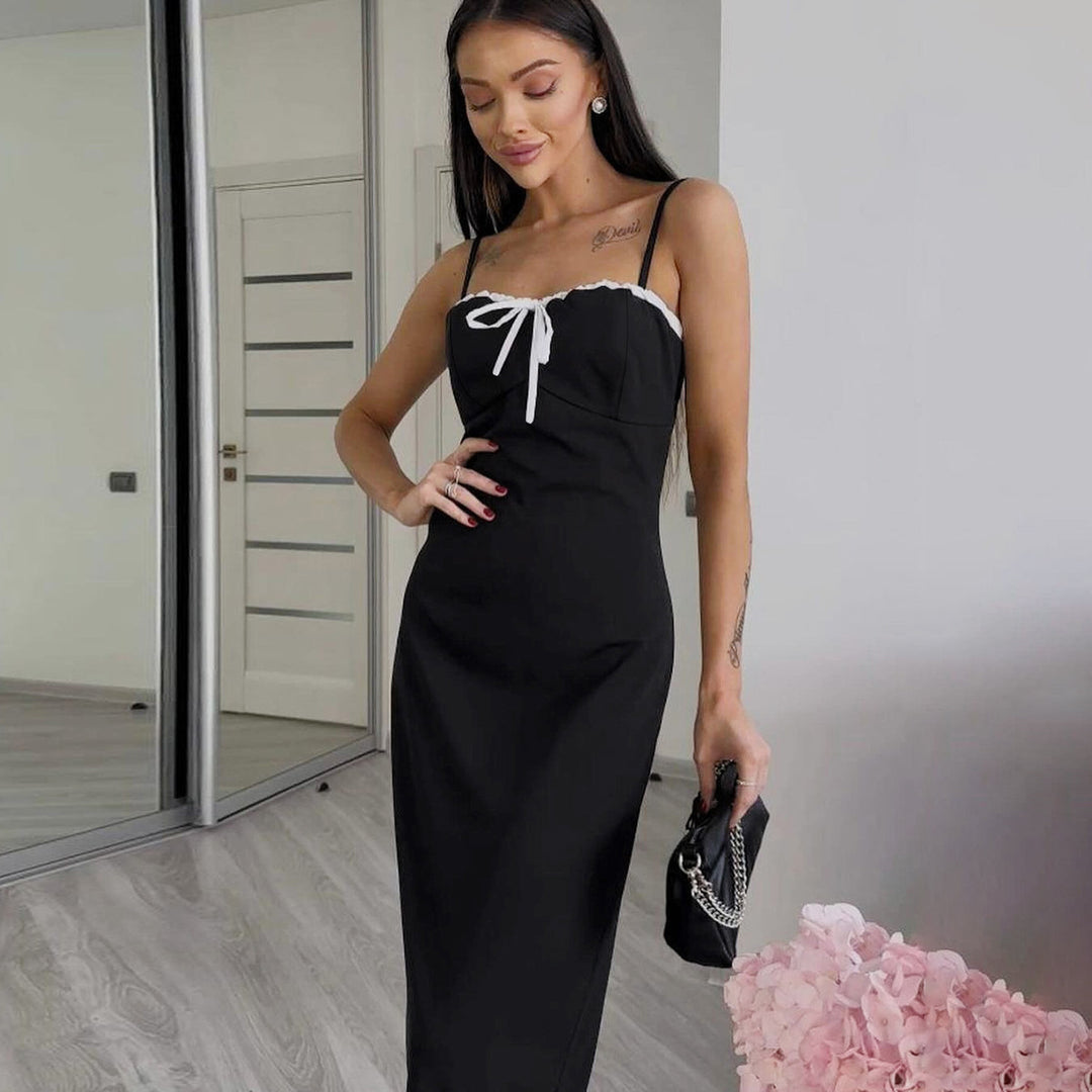 Damen Schickes Casual-Midikleid mit verstellbaren Spaghetti-Trägern EB