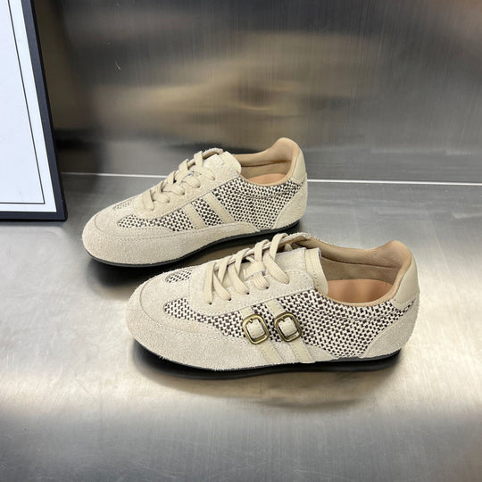 Damen Sportliche Sneakers mit elegantem Geflecht und modischem Schnallenverschluss EB