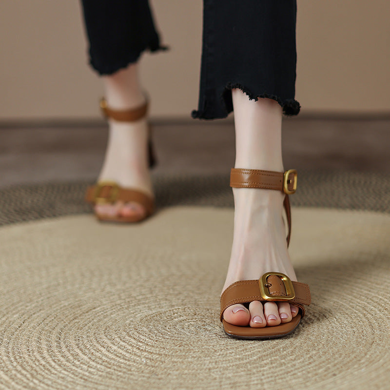 Damen elegante Riemensandalen mit modischem Schnallen-Detail EB