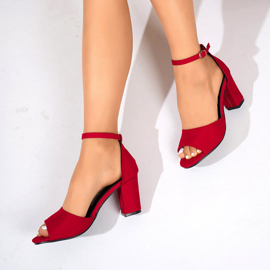 Damen Offene Sandalen mit modischem Blockabsatz und verstellbarem Riemchen EB