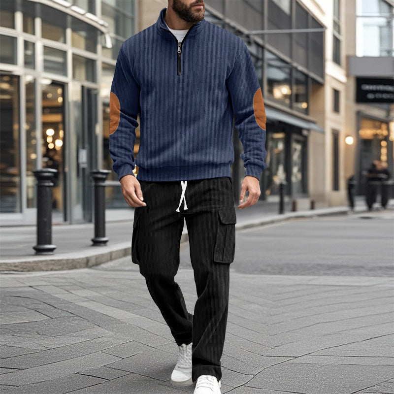Herren sportliches Freizeitset mit Reißverschluss und praktischen Taschen EB
