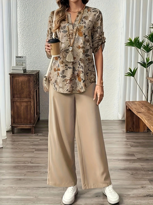 Damen Bluse mit floralem Design und lässiger Passform EB