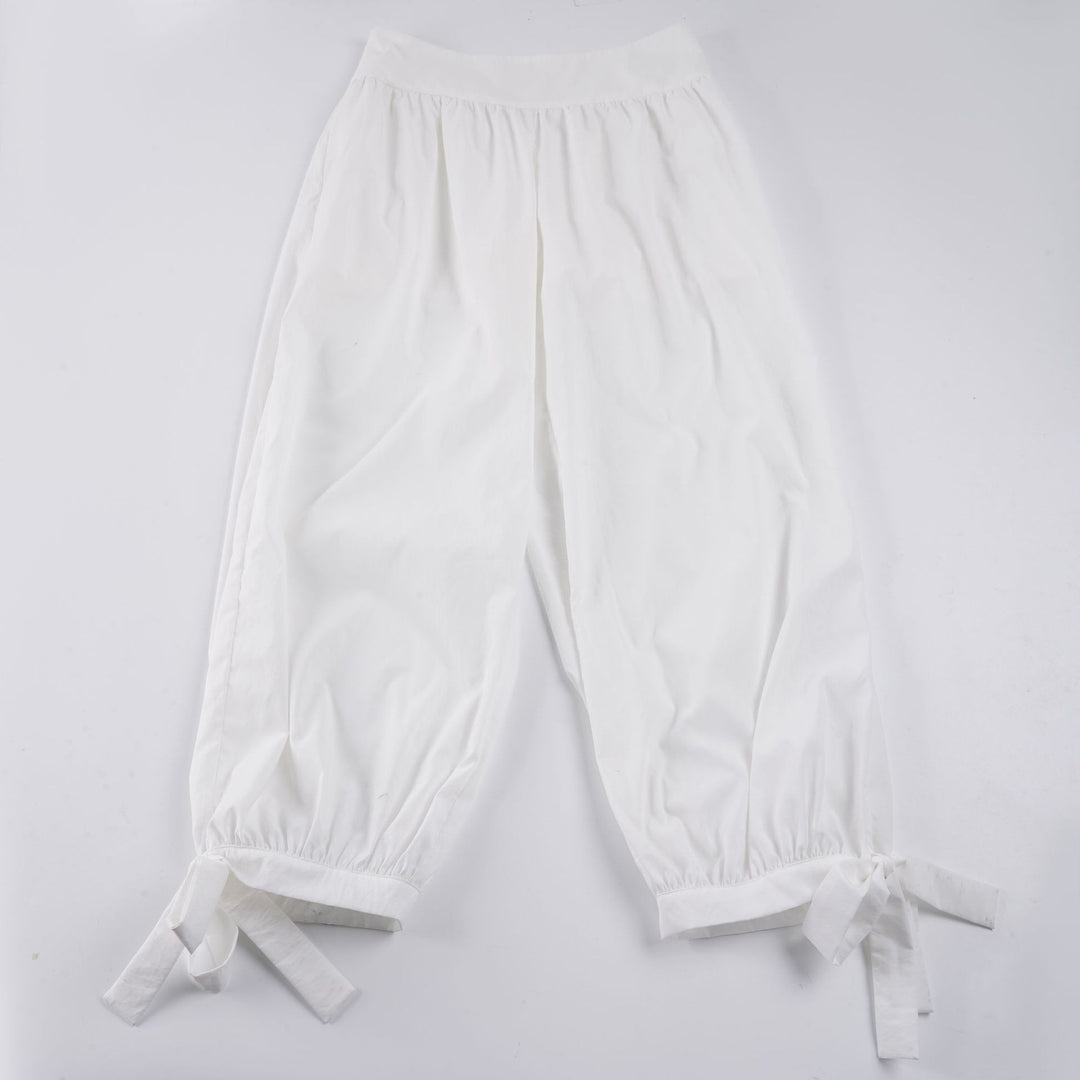 Damen weite Baumwollhose mit elastischem Bund und verstellbaren Bindebändern EB